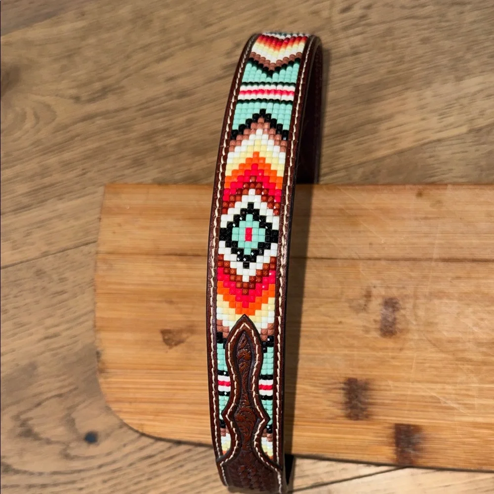 Brown Leather Belt with Silver Buckle